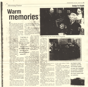 Newspaper - LONG GULLY HISTORY GROUP COLLECTION: BENDIGO FIRE BRIGADE