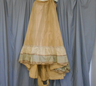 Clothing - HAND STITCHED GOLD SILK FAILLE VICTORIAN SKIRT, Late 1800's