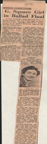 Newspaper - GERTRUDE PERRY COLLECTION: ARTICLES ON THE BENDIGO ADVERTISER BALLAD CONTEST