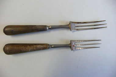 Domestic Object - 2 WOODEN HANDLED FORKS