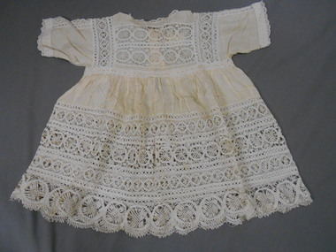 Clothing - CHILD'S IVORY COLOURED SILK YOKED DRESS, 1880-1900