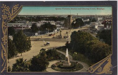 Postcard - CARWARDINE COLLECTION:  QUEEN VICTORIA STATUE AND CHARING CROSS BENDIGO