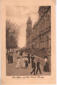 Postcard - CARWARDINE COLLECTION:  POST OFFICE AND LAW COURTS BENDIGO, 1800/1900