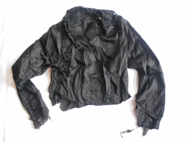 Clothing - WOMAN'S BLACK SILK BLOUSE, 1880-1900