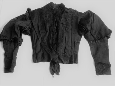 Clothing - WOMAN'S BLACK RIBBED SILK BODICE, 1880-1900