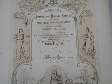 Document - HAMILTON COLLECTION: AUSTRAL LITERARY AND DEBATING SOCIETY AWARDS - ALEXANDER JOHN HAMILTON, 1901 - 1903