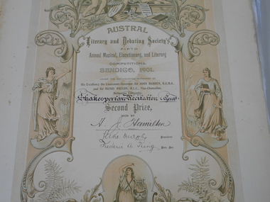 Document - (Copy) HAMILTON COLLECTION: AUSTRAL LITERARY AND DEBATING SOCIETY, 1901 - 1903