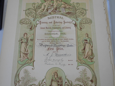 Document - HAMILTON COLLECTION: AUSTRAL LITERARY AND DEBATING SOCIETY ALEXANDER JOHN HAMILTON, 1901 - 1903