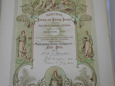 Document - HAMILTON COLLECTION: AUSTRAL LITERARY AND DEBATING SOCIETY ALEXANDER JOHN HAMILTON, 1901 - 1903