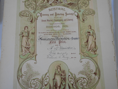 Document - HAMILTON COLLECTION: AUSTRAL LITERARY AND DEBATING SOCIETY ALEXANDER JOHN HAMILTON, 1901 - 1903