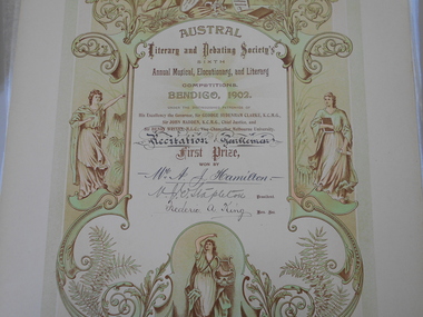 Document - HAMILTON COLLECTION: AUSTRAL LITERARY AND DEBATING SOCIETY ALEXANDER JOHN HAMILTON, 1901 - 1903