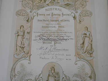 Document - HAMILTON COLLECTION: AUSTRAL LITERARY AND DEBATING SOCIETY ALEXANDER JOHN HAMILTON, 1901 - 1903