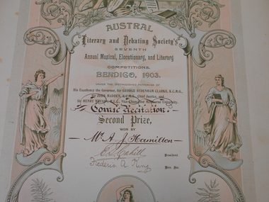 Document - HAMILTON COLLECTION: AUSTRAL LITERARY AND DEBATING SOCIETY ALEXANDER JOHN HAMILTON, 1901 - 1903