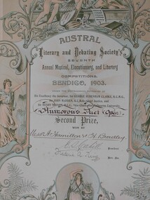 Document - HAMILTON COLLECTION: AUSTRAL LITERARY AND DEBATING SOCIETY ALEXANDER JOHN HAMILTON, 1901 - 1903