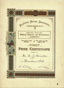 Document - HAMILTON COLLECTION: MALDON AND MUSIC COMPETITION PRIZE CE, 1901