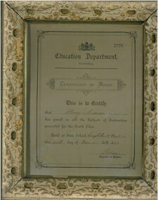 Document - PERCY ANDERSON EDUCATION DEPARTMENT VICTORIA CERTIFICATE OF MERIT