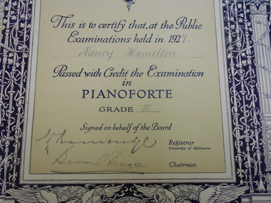 Document - HAMILTON COLLECTION: AUSTRALIAN MUSIC EXAMINATIONS BOARD C, 1927