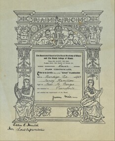 Document - HAMILTON COLLECTION: MUSIC CERTIFICATES - NANCY HAMILTON, 1922