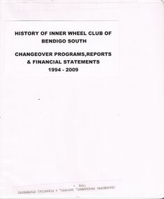 Book - INNER WHEEL CLUB SOUTH BENDIGO COLLECTION: HISTORY