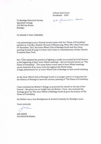 Document - INNER WHEEL CLUB SOUTH BENDIGO COLLECTION: LETTER FROM JAN GROSE