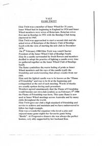 Document - INNER WHEEL CLUB SOUTH BENDIGO COLLECTION: ELSIE TWITT EULOGY