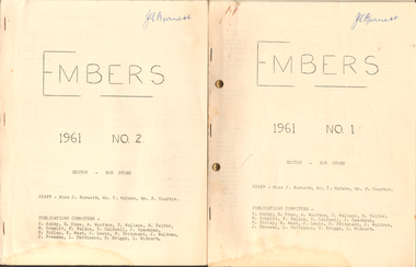 Magazine - LA TROBE UNIVERSITY BENDIGO COLLECTION: 'EMBERS' 1960S'