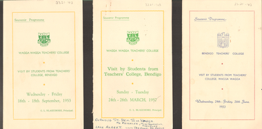Document - LA TROBE UNIVERSITY  BENDIGO COLLECTION: SPORTS TRIPS BETWEEN BENDIGO AND WAGGA WAGGA TEACHERS' COLLEGES