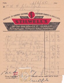 Document - DONALD CLARKE COLLECTION: STILWELL'S INVOICE
