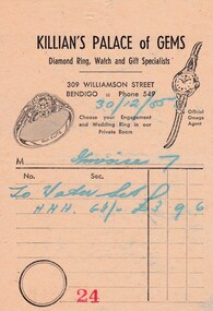 Document - DONALD CLARKE COLLECTION: KILLIAN'S PALACE OF GEMS INVOICE