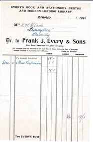 Document - DONALD CLARKE COLLECTION: FRANK J. EVERY  & SONS INVOICE
