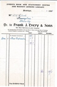 Document - DONALD CLARKE COLLECTION: FRANK J. EVERY  & SONS INVOICE