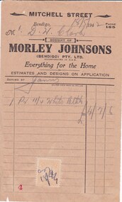 Document - DONALD CLARKE COLLECTION: MORLEY JOHNSONS INVOICE
