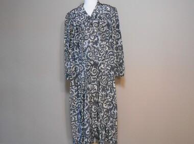 Clothing - WOMAN'S GREY, CREAM AND BLACK DRESS, 1940-50's