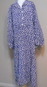 Clothing - WOMAN'S NAVY DRESS WITH ABSTRACT WHITE LEAF DESIGN, 1940's