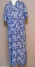 Clothing - FLORAL PRINT DRESS NAVY, LIGHT BLUE, WHITE ABSTRACT PRINT, 1940's