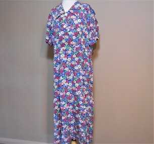Clothing - PINK, BLUE, GREEN, WHITE, SHORT SLEEVED FLORAL DRESS, 1940's
