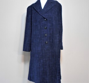 Clothing - WOMAN'S NAVY CHECK WOOL COAT