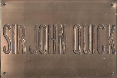 Plaque - SIR JOHN QUICK BUSINESS PLAQUE