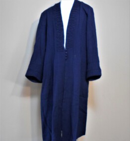 Clothing - WOMAN'S NAVY STRIPED WOOL CREPE COAT