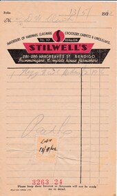 Document - DONALD CLARKE COLLECTION: STILWELL'S INVOICE