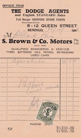 Document - DONALD CLARKE COLLECTION: S. BROWN & CO. MOTORS PTY. LTD