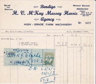 Document - DONALD CLARKE COLLECTION: H. V. MCKAY MASSEY HARRIS INVOICE