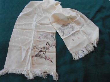 Clothing - GRAYDON COLLECTION: WOMEN'S CREAM COLOURED SILK SCARF, 1870-1890
