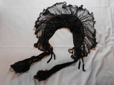 Clothing - GRAYDON COLLECTION: WOMEN'S BLACK SATIN BONNET, 1870-1890