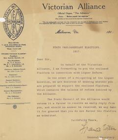 Document - BENDIGO TOTAL ABSTINENCE SOCIETY COLLECTION: VICTORIAN ALLIANCE, 1917