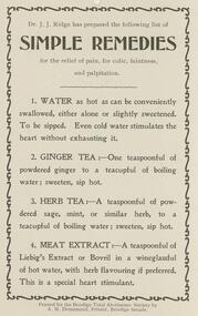 Document - BENDIGO TOTAL ABSTINENCE SOCIETY COLLECTION: SIMPLE REMEDIES