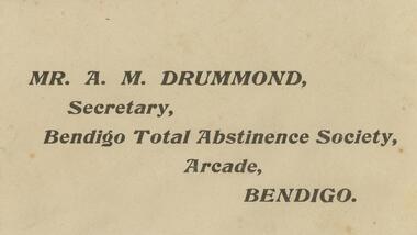 Document - BENDIGO TOTAL ABSTINENCE SOCIETY COLLECTION: ENVELOPE