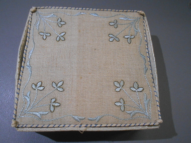 Textile - HANDMADE CARDBOARD TRINKET BOX, 1950s