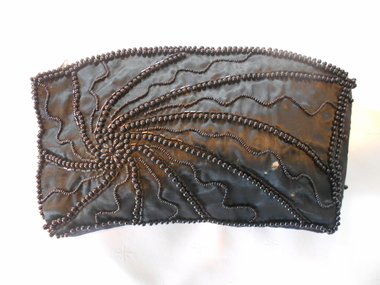 Textile - BLACK SILK BEADED EVENING PURSE, 1920s