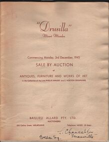 Document - LYDIA CHANCELLOR COLLECTION; 'DRUSILLA' MOUNT MACEDON